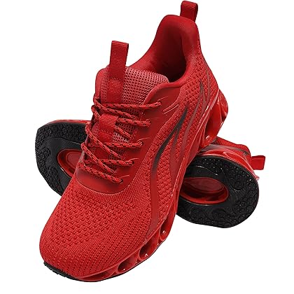 CYAPING Womens Walking Shoes Blade Type Fashion Sneakers Non Slip Running Shoes Red Black US 7