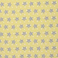 Mook Fabrics Flannel PRT Stars, Yellow/Grey 15 Yard Bolt