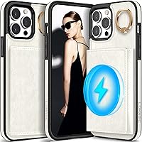 LOHASIC for iPhone 13 Pro Max Wallet Case, 6 Card Holder, Detachable Magnetic Back, Compatible with Mag-Safe, Ring Stand, PU Leather Credit Slot ProMax Phone Cover for Women Girls, 6.7 Inch - White