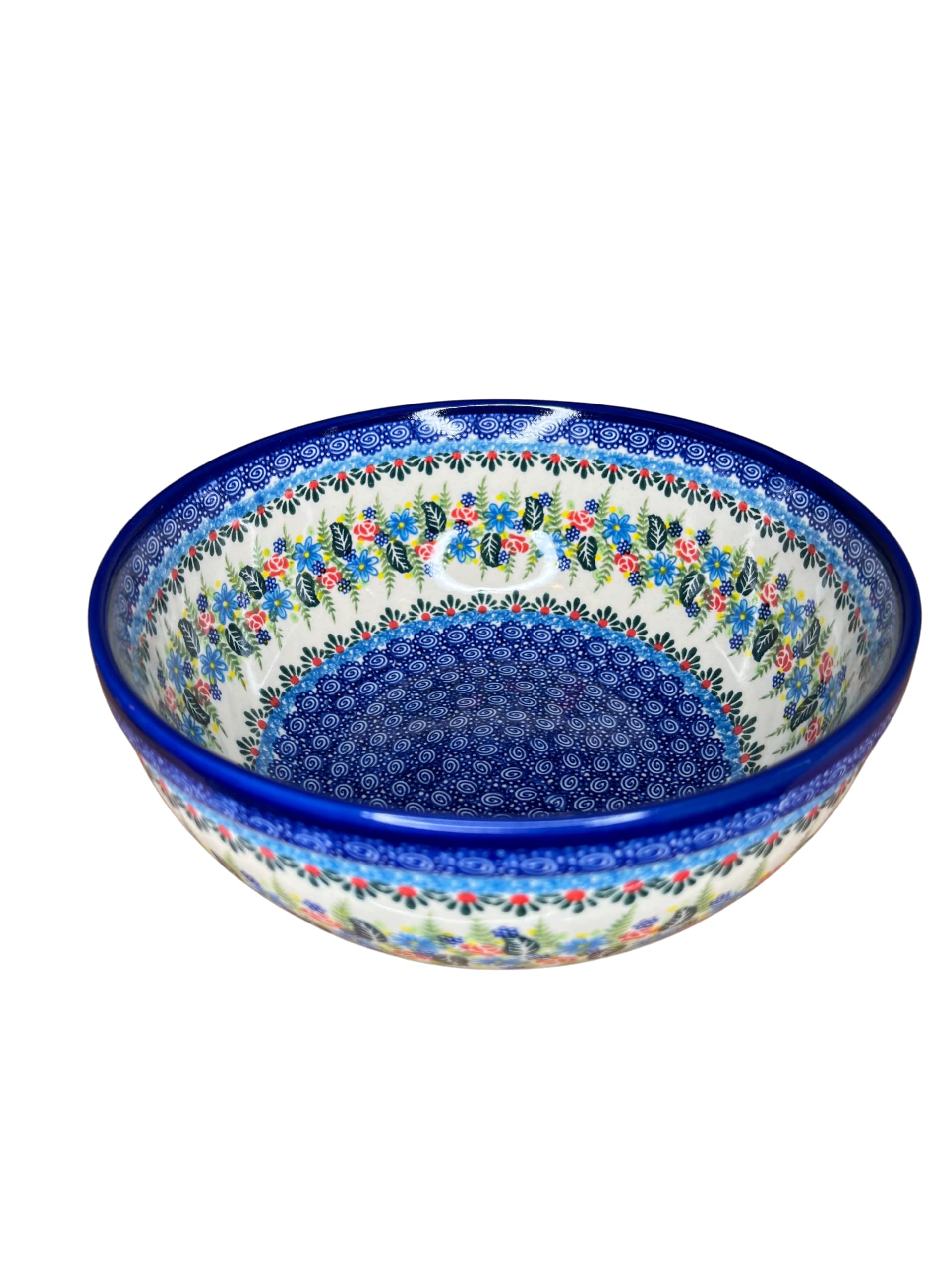 Lidia's Polish Pottery 10 cup 9.25 inch Serving Bowl- Ceramika Kalich- Daisy