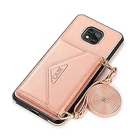 Envelope Crossbody Lanyard Cases for Moto G Power 2021 Case, Moto G Power 2021 Wallet Case, PU Leather Back Cover Women's Case with Card Holder for Motorola Moto G Power 2021, Rose Gold