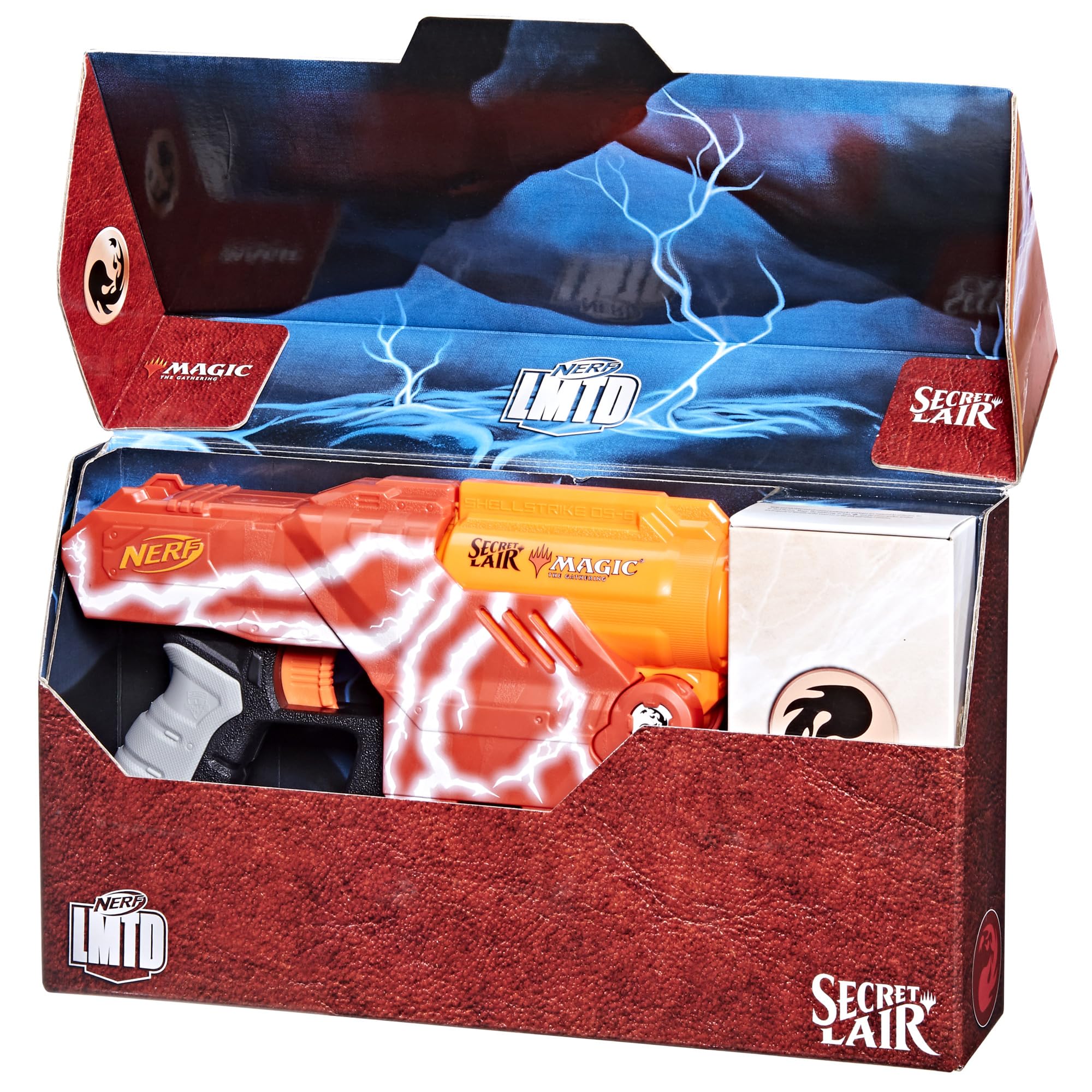 NERF LMTD Lightning Lair, Magic: The Gathering Secret Lair Blaster with 6 Darts, 2 Shells, and 2 Promo Trading Cards