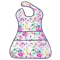 Bumkins Bibs for Girl or Boy, SuperBib Baby and Toddler for 6-24 Mos, Full Cover Large Oversize, Essential Must Have for Eating, Feeding, Car Seat, Baby Led Weaning, Mess Saving, Watercolors Floral
