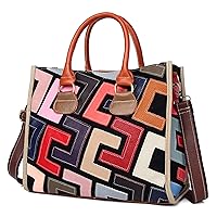 Eysee Leather+ Denim Top-Handle Bag Fashion Shoulder Bag Women Handbag Multicolor Cross Body Bag