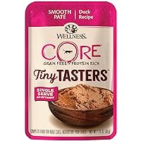 Wellness CORE Tiny Tasters Wet Cat Food, Complete & Balanced Natural Pet Food, Made with Real Meat, 1.75-Ounce Pouch, 12 Pack (Adult Cat, Duck Pate)