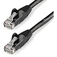 StarTech.com 3ft CAT6 Ethernet Cable - Black CAT 6 Gigabit Ethernet Wire -650MHz 100W PoE RJ45 UTP Network/Patch Cord Snagless w/Strain Relief Fluke Tested/Wiring is UL Certified/TIA (N6PATCH3BK)