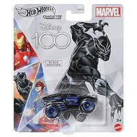 Hot Wheels Disney 100 Character Cars Black Panther, 1:64 Scale Collectible Toy Car from Marvel