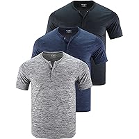 3 Pack: Mens Polo Shirts, Business Casual Golf Henley Work Shirts for Men, Collarless Short Sleeve Stylish Athletic Tshirts