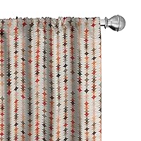 Geometric Window Curtains, Vintage Oval Pattern with Radiant Tone Effects Mosaic Illustration, Lightweight Decor 2-Panel Set with Rod Pocket, Pair of - 28