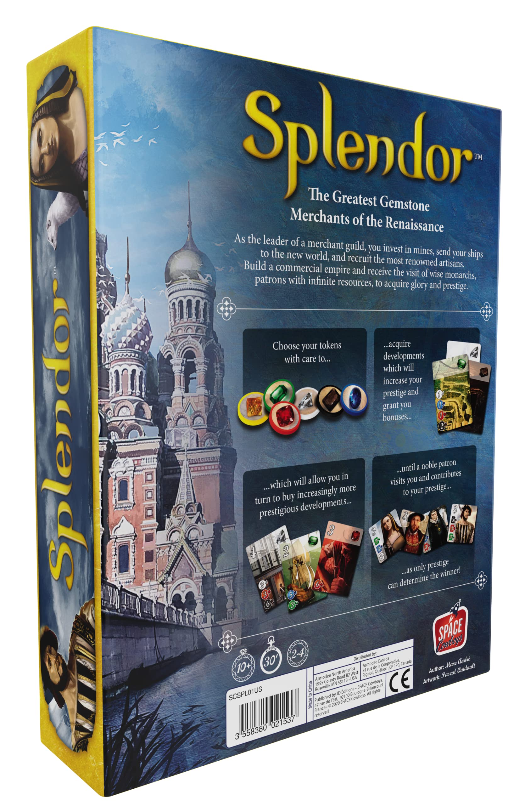 Splendor Board Game (Base Game) - Strategy Game for Kids and Adults, Fun Family Game Night Entertainment, Ages 10+, 2-4 Players, 30-Minute Playtime, Made by Space Cowboys