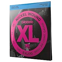 XL Nickel Bass Strings - EXL170 - 45-100 Regular Light for 4-String Bass Guitars, Perfect Intonation and Feel