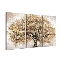 Big Tree Wall Art,3 Piece Yellow Tree Nature Canvas Print Scenery Wall Art Modern Artwork Picture for Living Room Bedroom Wall Painting Decoration