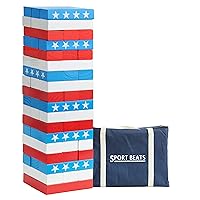 SPORT BEATS Flag Giant Tower Game Outdoor Games 54 Blocks Stacking Game Includes Carry Bag