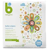 Babyganics Baby Wipes, Unscented Diaper Wipes, 240 Count, (3 Packs of 80), Non-Allergenic and formulated with Plant Derived Ingredients