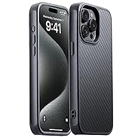 Carbon Fiber for iPhone 15 Pro Max Case Compatible with MagSafe,Slim & Light Case,Aramid Fiber with Military-Grade Drop Cover,Supports Wireless Charging, Black/Grey(Twill)