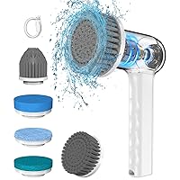 Electric Spin Scrubber, Cordless Electric Cleaning Brush with 5 Replaceable Heads, Battery Level Display Handheld Electric Scrubber for Cleaning Bathroom, Tub, Tile, Floor, Sink, Window, Stove Hsicily