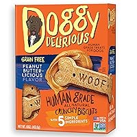 Crunchy Dog Treats – for All Pet Sizes, Breeds – All-Natural Puppy Treat – 100% Human-Grade – Delicious Pet Treat Bones, Snacks for Dogs – Grain-Free Peanut Butter, 16 Oz