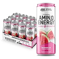 Optimum Nutrition Amino Energy Sparkling Hydration Drink Bundle with Grape and Watermelon Flavors, 12 Fl Oz, 12 Pack