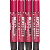 Burt's Bees Shimmer Lip Tint Easter Basket Stuffers, Tinted Lip Balm Stick, Moisturizing for All Day Hydration with Natural Origin Glowy Pigmented Finish & Buildable Color, Rhubarb (4-Pack)