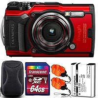 Olympus Tough TG-6 Digital Camera (Red) with 64GB Memory Card | Strap & Case