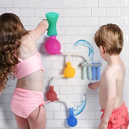 Bath Toys for Kids Ages 4-8 Years with Bathtub Toy Holder, Soft Silicone Bath Toys for Kids Ages 3-5, Bubble Bath Kids Bath Toys for Toddlers Age 2-4, Water Play Bath Tub Toys -Patented-