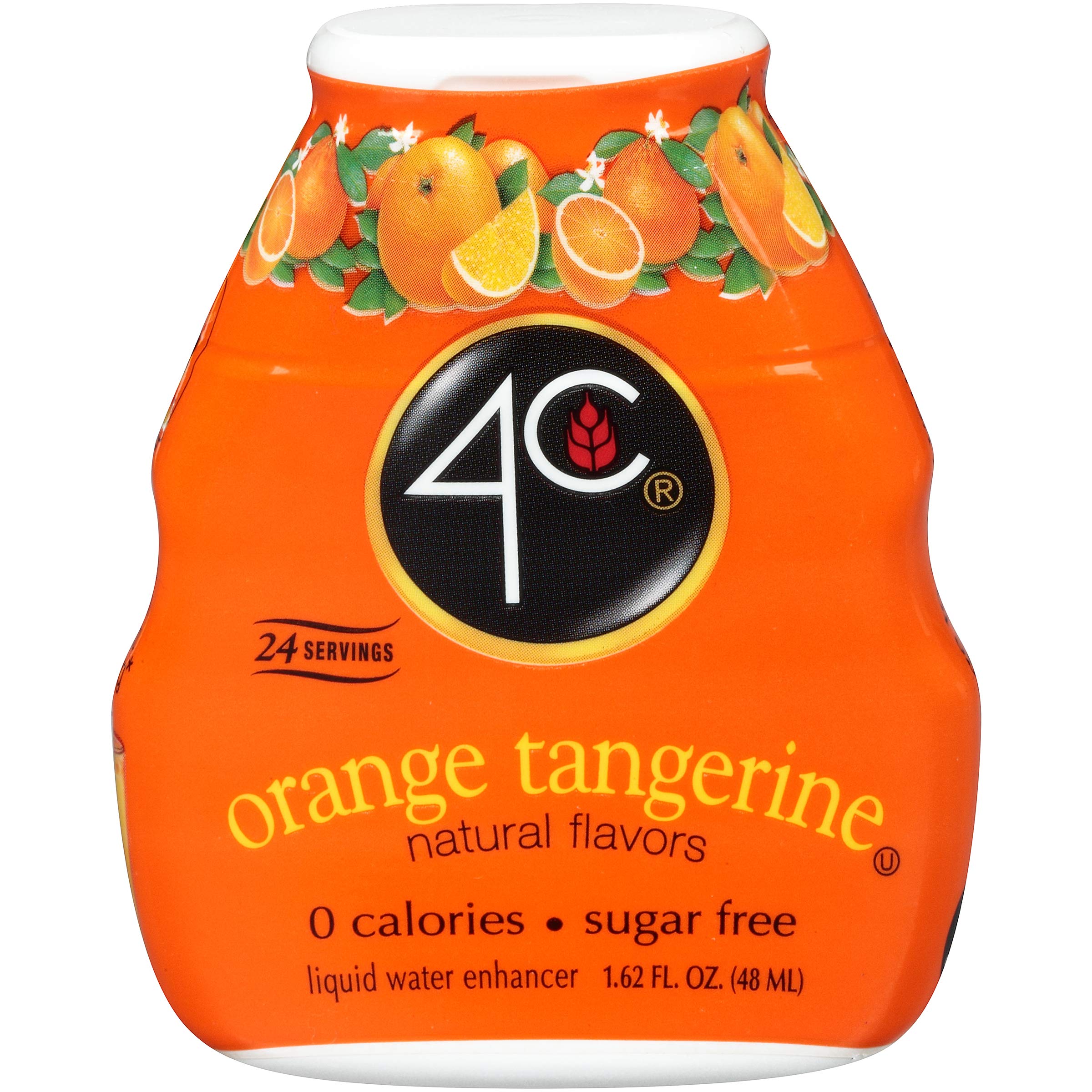 4C Sugar Free Liquid Water Enhancer, Premium Natural Flavors, 0 Calorie Drops (Orange / Tangerine, 1 Pack)