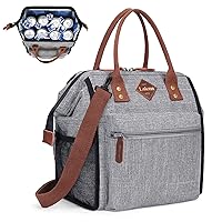 LOKASS Leak-proof Lunch Box for Women Insulated Lunch Cooler Bag Thermal Lunch Tote with Removable Shoulder Strap for Men Adults Large Picnic Bag for Office Work Outdoor, Grey