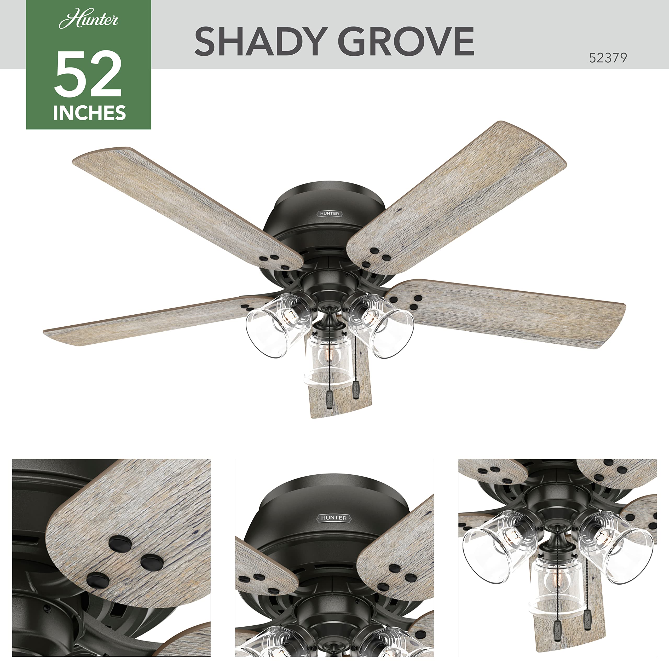 Hunter Fan Company 52379 Shady Grove Ceiling Fan, Noble Bronze