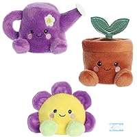 Aurora Adorable Palm Pals Bundle of 3 Plush Palm Pals Stuffed Toys - Flo Watering Can, Fallon Flower and Terra Potted Plant, 5 inches, with Gift Tag