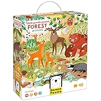 Wild Jumbo Floor Puzzle Forest Animals - Includes 40 Large Jigsaw Pieces with a Big Completed Size of 26” x 19” - for Kids Ages 3 Years and up