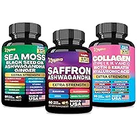 Sea Moss 16-in-1 and Collagen 14-in-1 + Saffron 6-in-1 Supplement Bundle - 30 Day Supply