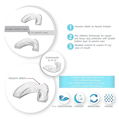 The ConfiDental - Pack of 5 Moldable Mouth Guard for Teeth Grinding Clenching Bruxism, Sport Athletic, Whitening Tray, Including 3 Regular and 2 Heavy Duty Guard (3 (lll) Regular 2 (II) Heavy Duty)