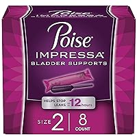 Poise Impressa Incontinence Bladder Support for Women, Bladder Control, Size 2, 8 Count (Packaging May Vary)