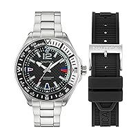 Nautica Men's NAPCWF303 Clearwater Beach Recycled Stainless Steel Bracelet & Black Silicone Strap Watch