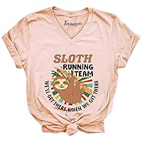 Vintage Retro Sloth Running Team We'll Get There Funny Lazy Sloth T-Shirt