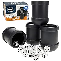 WE Games Dice Cups, Professional Grade Plastic with 20 Dice & Instructions for Liar's Dice, Set of 4