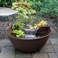 78325 AquaGarden Pond and Waterfall Kit Container Water Garden, Measures 23. 5-inch in Diameter and 9 7/8-inch Tall, Brown