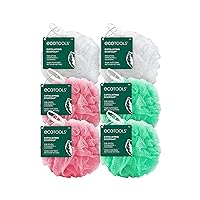 EcoTools Exfoliating EcoPouf Bath Sponges, Rich Lather, Recycled Netting, Body Loofahs for Smoother, Softer Skin, Removes Dirt & Impurities, for Shower & Bath, Assorted Colors, Pack of 6