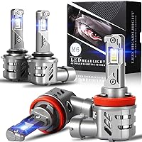 Upgraded H11/H9/H8 9005/HB3 Combo Bulb Kit, 60000LM 800% Brighter, 9005 Bulb, 6500K Cool White, 60000Hrs Lifespan, High and Low Beam Replacement Bulbs, Pack of 4
