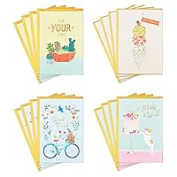 Hallmark Birthday Cards Assortment, 16 Cards with Envelopes (Bicycle, Cactus, French Bulldog, Ice Cream)