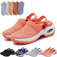 Women's Orthopedic Clogs with Air Cushion Support to Reduce Back and Knee Pressure Orthopedic Slip On Shoes with 5 Pair Socks