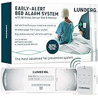 Lunderg Early Alert Bed Alarm System - Wireless Bed Sensor Pad & Pager - Elderly Monitoring Kit with Pre-Alert Smart Technology - Bed Alarms and Fall Prevention for Elderly and Dementia Patients