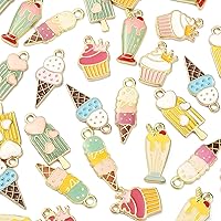 LiQunSweet 50Pcs 10 Styles Mini Cute Ice Cream Charms Small Summer Dessert Pendants for DIY Earring Keychain Necklace Bracelet Jewelry Making