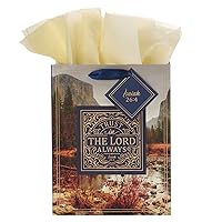 Christian Art Gifts Gift Bag/Tissue Paper Set Trust In The Lord Always Isaiah 26:4 Bible Verse, Blue/Gold, Medium