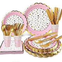 Party Plates and Cups and Napkins sets for 20 Guest -141PCS Party Supplies, Disposable Party Supplies with Paper Plates, Napkins, 9oz Cups, Plastic Silverware(Forks, Knives, Spoon), and Tablecloths,