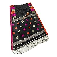 Indian Woman's Formal Linen by Linen Floral Motif saree Blouse Sari 902E