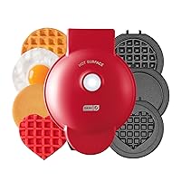 DASH Multi-Plate Mini Maker with 5 Removable Plates for Waffles - 2 Classic Waffle, Heart Waffle, and 2 Griddle Plates