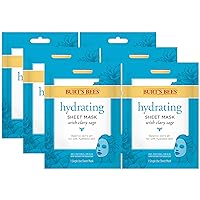 Burt's Bees Hydrating Face Mask with Clary Sage, Single Use Sheet Mask, 1 Count, Pack of 6 (Package May Vary)