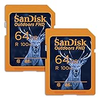 SanDisk 64GB 2-Pack Outdoors FHD SDXC UHS-I Memory Card (2x64GB) - Up to 100MB/s, C10, Trail Camera SD Card - SDSDUNR-064G-GN6V2