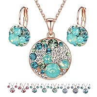 Leafael Ocean Bubble Women's Crystal Jewelry Set Costume Fashion Pendant Necklace Earring Set, Silver Tone or 18K Rose Gold Plated, 18